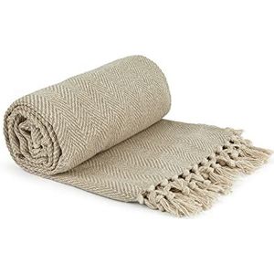 Emma Barclay Bedsprei van gerecycled katoen, visgraat, 70 x 100 cm (178 x 254 cm)