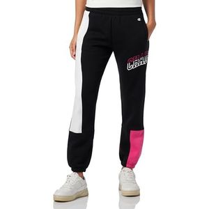 Champion Legacy Color Punch W-Light Powerblend Fleece High-Waist Elastic Cuff Pantalon de survêtement Femme, Noir/Off White/Fuchsia, S