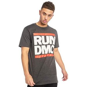 Mister Tee Heren T-shirt Run DMC Logo, Houtskool.