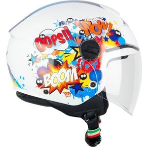 CGM Open Face helm young, 261G MINI COMICS blauw wit, YXS (47 cm)