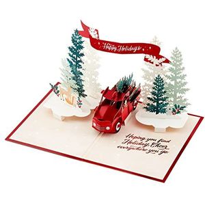Hallmark Paper Wonder pop-up kerstkaart, motief: truck, rood