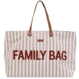 CHILDHOME, Family Bag, luiertas, reis-/weekendtas, grote capaciteit, afneembare tas, terracotta strepen