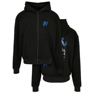 Mister Tee Le Papillon Heavy Oversize Zip Hoody Uniseks, zwart.