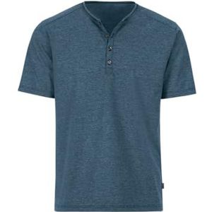 Trigema Heren T-shirt met knoopsluiting van luxe katoen, Jeans Mix