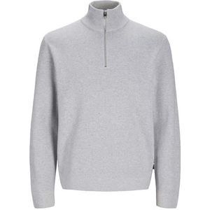 Jack & Jones Jprblamilano Stitch gebreide herentrui met halve rits, Lichtgrijs chinees