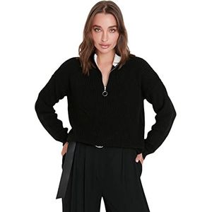 TRENDYOL Dames Polo Kraag Trui Zwart M, zwart.