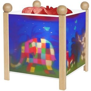 TROUSSELIER - Elmer. de olifant - Nachtlampje - Magische lantaarn - Ideaal cadeau voor kinderen - Cartoon - Geruststellend licht - Natuurlijke houtkleur - Inclusief lamp 12V 10W - Elec-stekker. EU