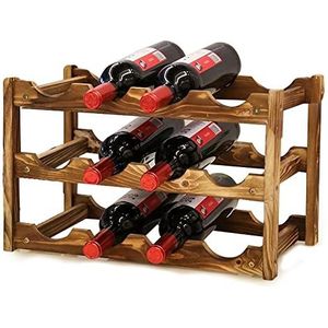 MAGIC SELECT Massief houten wijnkelder voor 12 flessen. Rustieke wijnfleshouder, opslag van wijnflessen voor thuis, kelder, bar, keuken.