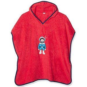 Playshoes Badstof poncho duiker badjas voor jongens, rood (rood 8)