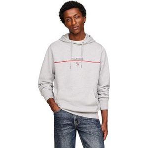 Tommy Hilfiger Hilfiger Stripe Terry Hoody Sweatshirt met capuchon voor heren, lichtgrijs