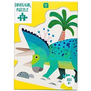 Talking Tables 62-delige dinosaurus-puzzel en -poster in de vorm van een blauwe en groene triceratops, voor kinderen, geïllustreerd, jurachtige dinosaurusliefhebbers, verjaardagscadeau