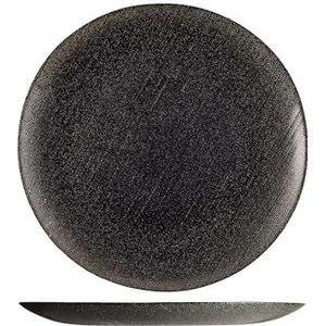 H&h Set van 6 platte borden met zwarte glitter charme 28 cm