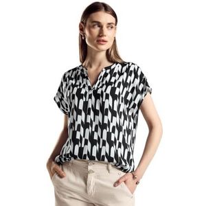 Street One A344570 Damesblouse met mouwen, zwart.