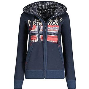 GEO NORWAY Farlotte Lady-sweatshirt voor dames, capuchon, broekzakken, met logo, mouwen, trui, casual, lange mouwen, warm, hoodie, katoen, sweater, jas, tops, sport, Marinier