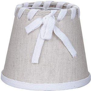 BETTER & BEST Q B&B Q BETTER & BEST Lampenkap van linnen met bevestigingsklem voor kaarslampen, romantisch, 12 cm, taupe met strik en witte band