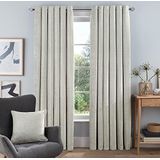 Sleepdown Luxe chenille gordijnen met oogjes voor slaapkamer en woonkamer, crèmekleurig, 168 x 183 cm