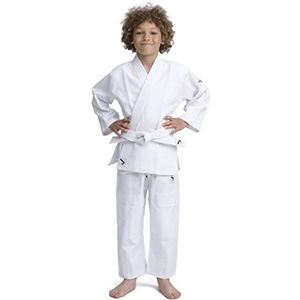 IPPONGEAR Beginner 2 Judopak voor kinderen, vechtsportpak met riem, maat 150, elastisch en veters voor broek I 190 g/m² stofdichtheid] wit