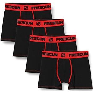 FREEGUN Calecon Boxershorts voor jongens, katoen, effen, 4 stuks, 1 x Polsband