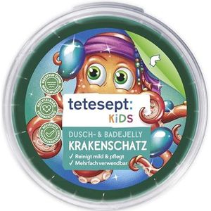tetesept KIDS Lot de 6 flacons de gel de douche et de bain en forme de pieuvre - Gel nettoyant amusant pour la douche et le bain - Jelly à la consistance gluante - Réutilisable - 6 x 100 g