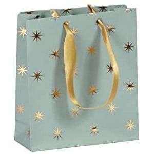 Clairefontaine 212892C – een kleine cadeautas Premium – zakformaat – afmetingen: 12 x 4,5 x 13,5 cm – 170 g – motief: gouden sterren op groene achtergrond – ideaal voor: parfum, baai, gezelschapsspel
