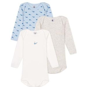 Petit Bateau A0d66 Noi Body met lange mouwen, uniseks, baby, 3 stuks, Variant 1., 12 maanden