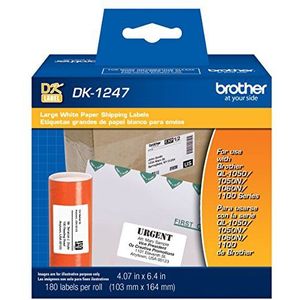 Brother Originele etiketten van wit papier DK-1247 voor YuQL labelprinters, 180 etiketten per rol van 103 mm x 164 mm