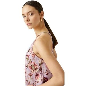 Koton Débardeur pour femme avec col fin à suspendre et motif floral, Design aubergine (A30), 38