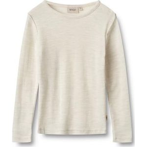 Wheat Alfie Oeko-tex Merino Wol Unisex T-shirt met lange mouwen voor kinderen, 1141 Eggshell Melange