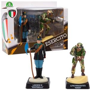 Giochi Preziosi Italiaans leger – paar figuren van 8 cm, vertegenwoordiger Montebello-regiment + Alpine Parachutist Ranger zeer gedetailleerd, voor kinderen vanaf 3 jaar, Eer25400