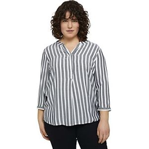 TOM TAILOR MY TRUE ME Dames plussize gestreepte blouse, 21395 - offwhite navy met verticale strepen