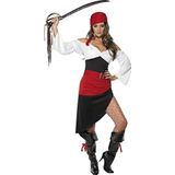 Smiffys piratenkostuum met rok, top, riem en halsdoek, zwart