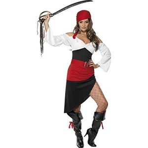 Smiffys piratenkostuum met rok, top, riem en halsdoek, zwart