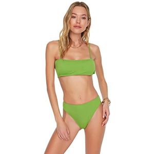 Trendyol Bas de bikini taille haute pour femme, Vert, 44