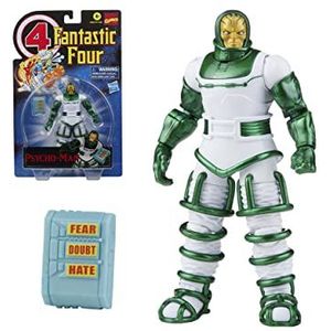 Hasbro Marvel Legends Series Retro, Fantastic Four Psycho-Man verzamelfiguur 15 cm met accessoires en Build-a-Figure onderdeel