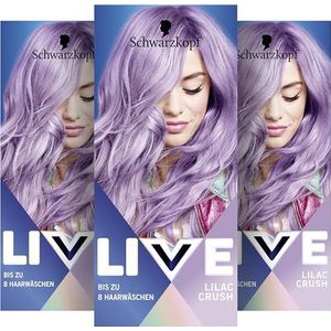 Schwarzkopf LIVE Pretty Pastels Set van 3 semi-permanente haarverf P120 Lilac Crush (3 x 142,5 ml), kleuring houdt tot 8 wasbeurten, met conditioner voor intensieve verzorging