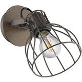 EGLO wandlamp Sambatello, 1-lamps vintage wandlamp in retro look, materiaal: staal, kleur: bruin, Fitting: E27