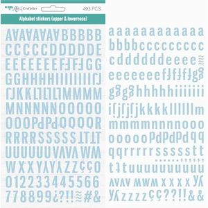 Craftelier - Zelfklevende alfabet stickers met hoofdletters, kleine letters, cijfers en speciale tekens voor het decoreren van scrapbooking en ambachtelijke projecten | Kleur hemelsblauw