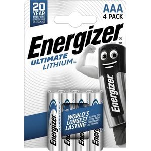 Energizer AAA batterijen, Ultimate Lithium 4 stuks, alkaline batterij