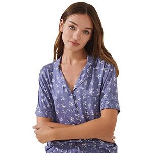 women'secret Tweedelige pyjama met bloemenprint van zacht viscoseschuim, blauw, S, Blauwe print
