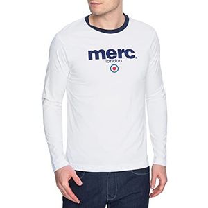 Merc of London Fight T-shirt voor heren met ronde hals en lange mouwen, Wit