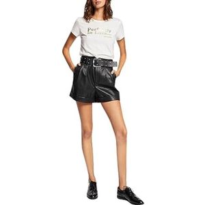 Morgan Imitatieleren High Waist Loose Fit Korte Broek Zwart