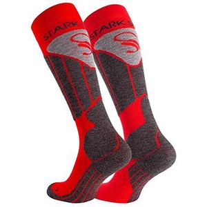 STARK SOUL Skisokken voor dames en heren, functionele sokken, snowboardsokken met speciale voering, rood/grijs, Rood/Grijs