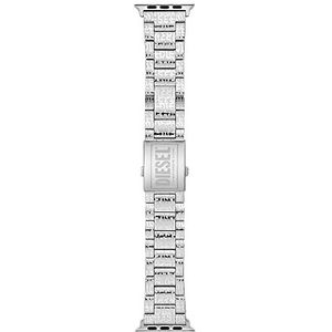 Diesel Herenarmband compatibel met Apple Watch®, 42/44/45/49 mm, 24 mm, roestvrij staal, zilverkleurig, DSS0017, zilver (zilver), klassiek, zilver., Klassiek