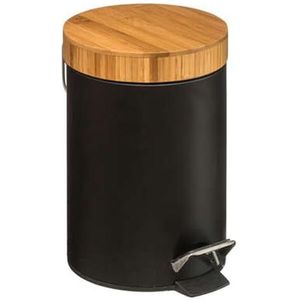 WELL HOME MOBILIARIO & DECORACIÓN Poubelle à pédale 3L Métal Bamboo Noir