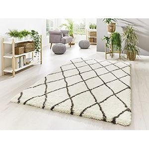 Mia's Teppiche Marta tapijt voor woonkamer & slaapkamer, crème grijs, 120 x 160 cm, hoogpolig