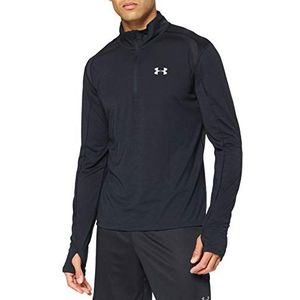 Under Armour Sportshirts voor heren, met 1/2 ritssluiting, ademend, halfritssluiting, sneldrogend, shirt met ritssluiting, zwart (zwart)