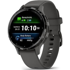 GARMIN Venu 3S, AMOLED GPS-smartwatch, klein, geavanceerde gezondheids- en fitnessfuncties, spraakfunctie, muziekopslag, kiezelgrijs (vernieuwd), grijs, klein,, grijs., Riem