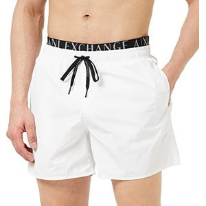 Armani Exchange Elastische tailleband met duurzaam logo, skateshorts, heren, wit, XXL, Wit.