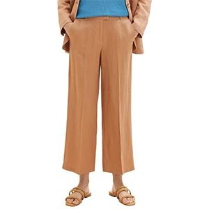 TOM TAILOR 1036848 Lea Straight Fit linnen damesbroek (1 stuk), 31652 - Muted Hazel Brown