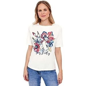 Cecil B319634 T-shirt voor dames met korte mouwen bedrukt, Vanilla Wit